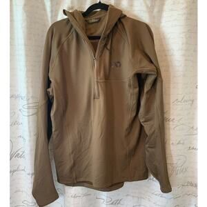 First Lite Men's Large Brown Half-Zip Base Layer Hiking Hoodie Performance